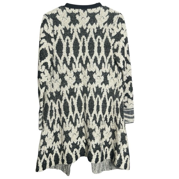 Lucky Brand Womens Black Beige Gray Open Front Geomstric Cardigan Sweater Size M - Picture 10 of 13